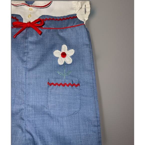 VTG 70s Baby Outfit Red White Blue - Rickrack Trim Retro Rockabilly -Aprox 3-9M - Picture 2 of 7